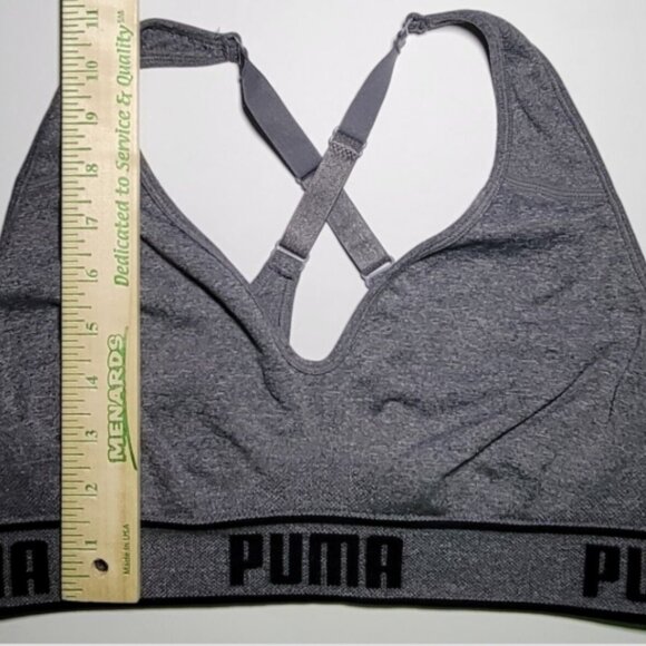 Puma Womens Gray Athletic Exercise Sports Bra Size Medium - Picture 9 of 9